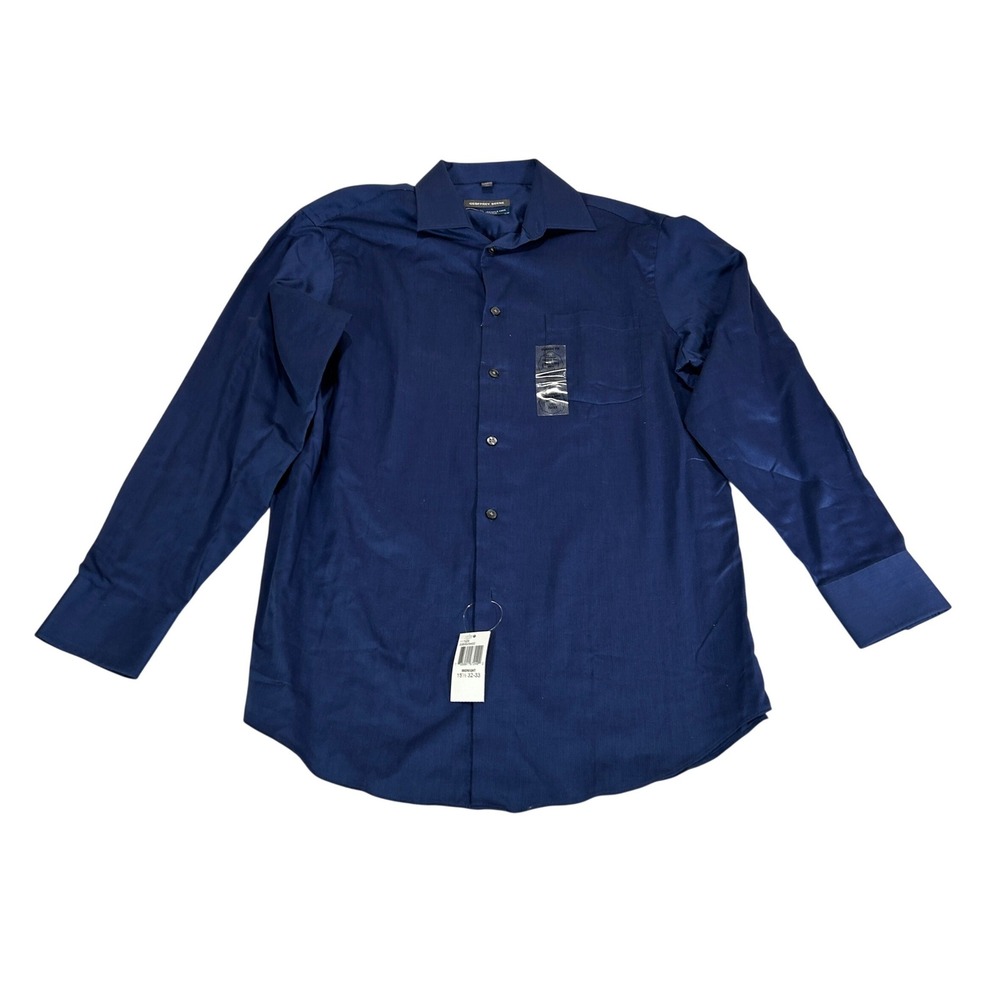 Geoffrey Beene Mens Classic Fit Dress Shirt Midnight Blue 15.5 32/33 New